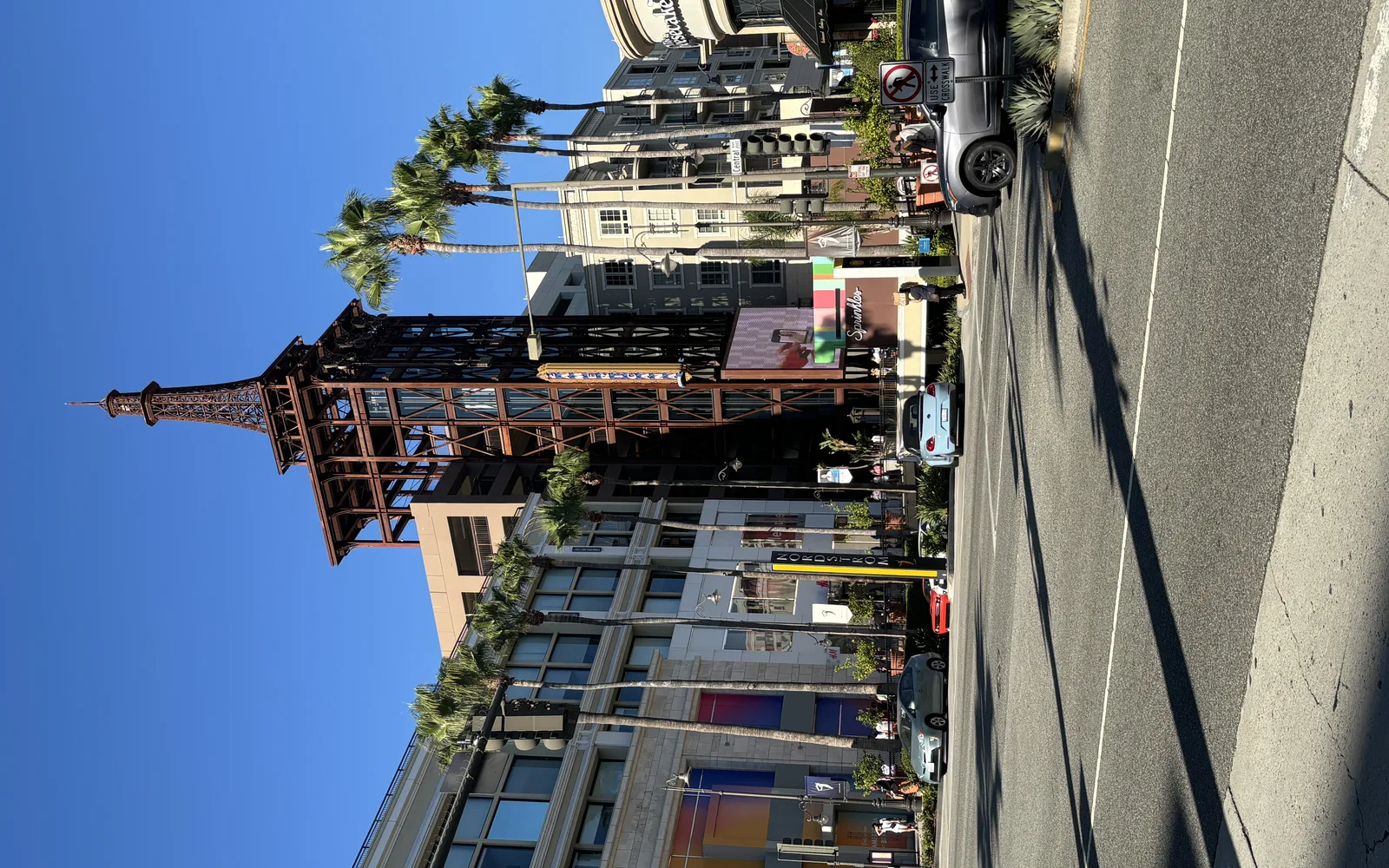 Downtown street scene in a California city with community buildings and storefronts